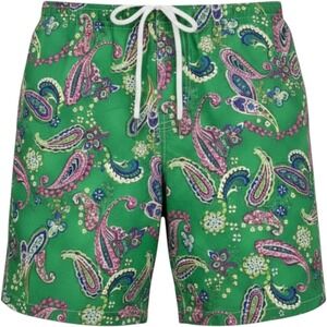 Polo Ralph Lauren Swim Trunks Mens XXL Green Paisley Print Vintage NWT